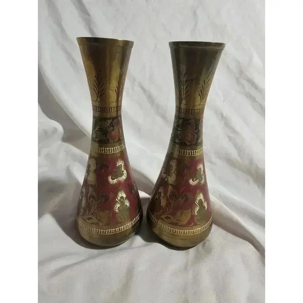 Vintage brass vase pair